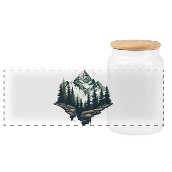 Majestätische Berglandschaft Illustration - Panorama Keksdose mit Holzdeckel - Weiß - Vorne