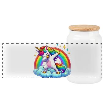 Einhörner Dabbing Dab Einhorn Unicorn Frauen - Panorama Keksdose mit Holzdeckel - Weiß - Vorne