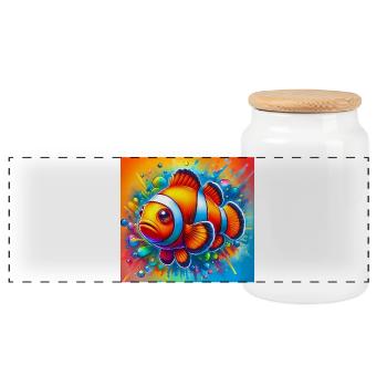 Clownfisch - Panorama Keksdose mit Holzdeckel - Weiß - Vorne