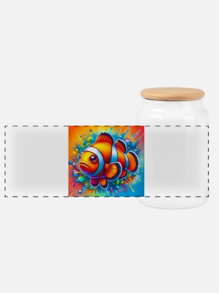 Clownfisch - Panorama Keksdose mit Holzdeckel - Weiß