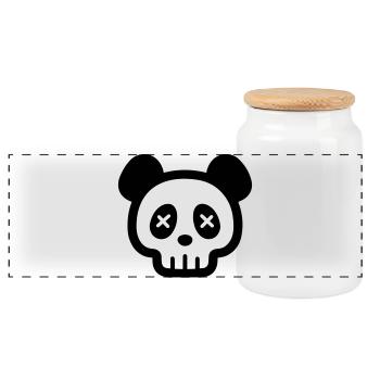 Panda Totenkopf Skelett - Panorama Keksdose mit Holzdeckel - Weiß - Vorne