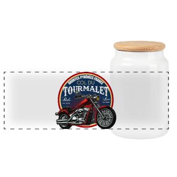 Tourmalet Mountainbike Abzeichen - Panorama Keksdose mit Holzdeckel - Weiß - Vorne