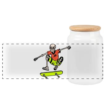 Neon Skate-Skelett – Ollie Retro 90er - Panorama Keksdose mit Holzdeckel - Weiß - Vorne