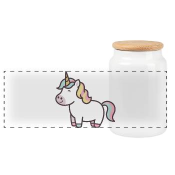 Licorne, amoureux des animaux mignons - Boîte à biscuits avec couvercle en bois - blanc - Devant