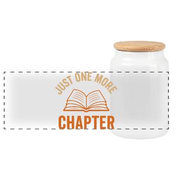 Book illustration with inspiring message - Panoramic Cookie Jar with Wooden Lid - white - Front