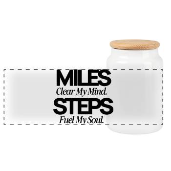 Miles clear my mind Steps fuel my soul - Panoramic Cookie Jar with Wooden Lid - white - Front