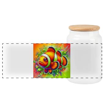 Clownfish - Panoramic Cookie Jar with Wooden Lid - white - Front