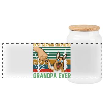 Berger Allemand Papi - Boîte à biscuits avec couvercle en bois - blanc - Devant