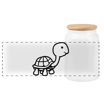 Turtle long neck smiling happy funny - Panoramic Cookie Jar with Wooden Lid - white - Front