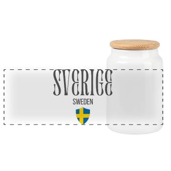 Swedish patriot, minimalist sleek design - Panoramic Cookie Jar with Wooden Lid - white - Front