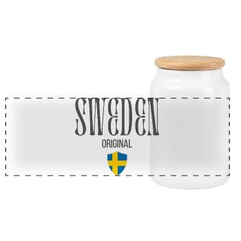 Né en Suède, originaire de Suède - Boîte à biscuits avec couvercle en bois - blanc - Devant