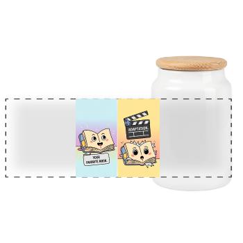 Livre vs. film – Motif de littérature drôle - Boîte à biscuits avec couvercle en bois - blanc - Devant