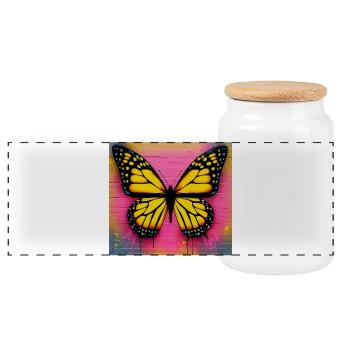 Schmetterling - Panorama Keksdose mit Holzdeckel - Weiß - Vorne