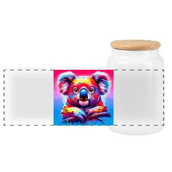 Koala - Panoramic Cookie Jar with Wooden Lid - white - Front