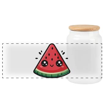 Kawaii Wassermelonenscheibe - Panorama Keksdose mit Holzdeckel - Weiß - Vorne