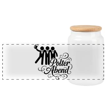 Bachelor party bachelor party - Panoramic Cookie Jar with Wooden Lid - white - Front