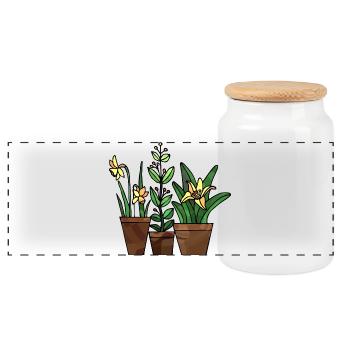 Fleur - Boîte à biscuits avec couvercle en bois - blanc - Devant
