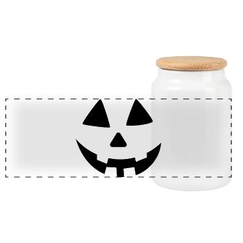 Pumpkin face, Kürbisgesicht, Halloween Design - Panorama Keksdose mit Holzdeckel - Weiß - Vorne