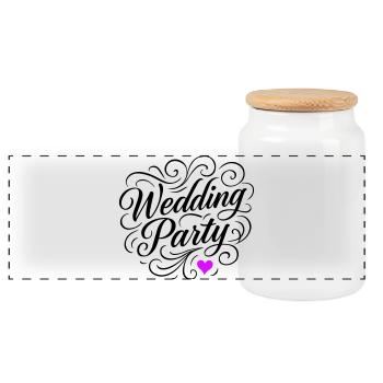 Fête de mariage Fête de mariage - Boîte à biscuits avec couvercle en bois - blanc - Devant
