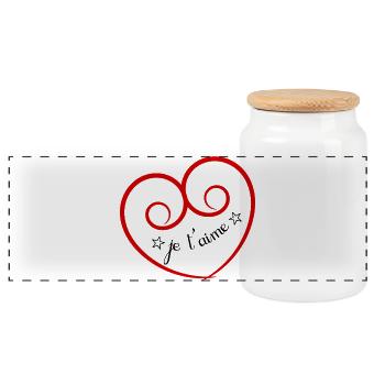 I LOVE YOU. HEART. COUPLE. VALENTINE'S DAY - Panoramic Cookie Jar with Wooden Lid - white - Front