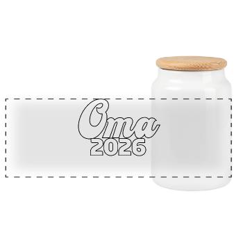Granny 2026 Chargement Design - Boîte à biscuits avec couvercle en bois - blanc - Devant