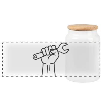 Symbole de la clé à main de l’ouvrier - Boîte à biscuits avec couvercle en bois - blanc - Devant