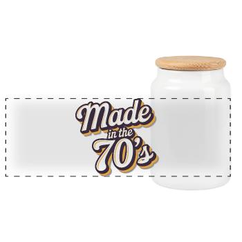 Fabriqué dans les années 70 Rétro Stylish Era - Boîte à biscuits avec couvercle en bois - blanc - Devant