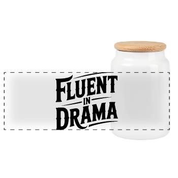 Fluent in Drama - Panoramic Cookie Jar with Wooden Lid - white - Front