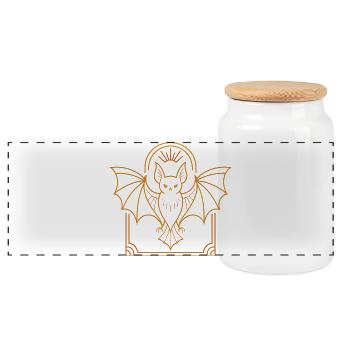 Orange moth bat - Panoramic Cookie Jar with Wooden Lid - white - Front