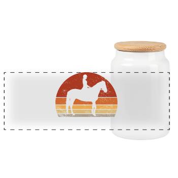 Cavaliere Silhouette Vintage Retro - Panoramic Cookie Jar with Wooden Lid - white - Front