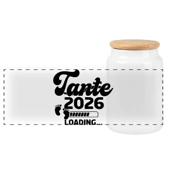 Tante 2026 Loading - Panorama Keksdose mit Holzdeckel - Weiß - Vorne
