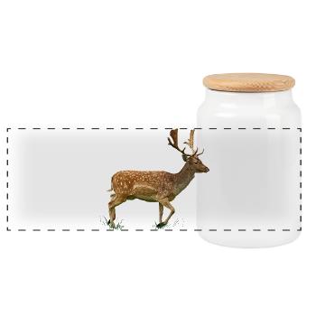 Deer in the grass forest - Panoramic Cookie Jar with Wooden Lid - white - Front