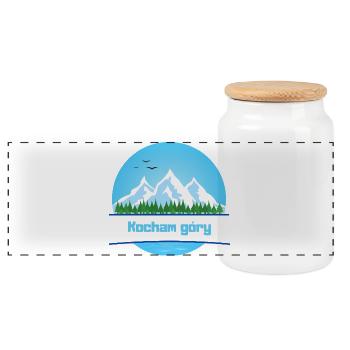 Ich liebe Berge - Panorama Keksdose mit Holzdeckel - Weiß - Vorne