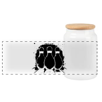 Bowling Graphics - Panoramic Cookie Jar with Wooden Lid - white - Front