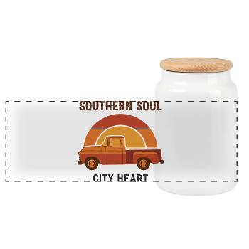 Southern Soul, City Heart - Panorama Keksdose mit Holzdeckel - Weiß - Vorne