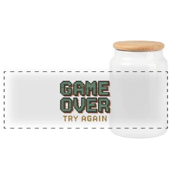 Game Over Réessayer Pixel Art Retro Gamer Zocker - Boîte à biscuits avec couvercle en bois - blanc - Devant