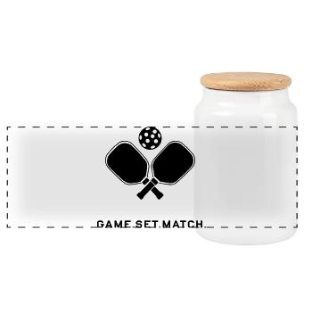 Pickleball - Boîte à biscuits avec couvercle en bois - blanc - Devant