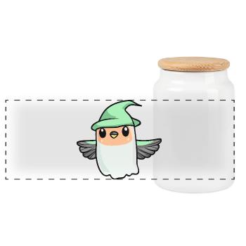Colibri Oiseau Halloween Fantôme - Boîte à biscuits avec couvercle en bois - blanc - Devant