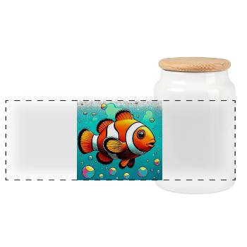 Clownfisch - Panorama Keksdose mit Holzdeckel - Weiß - Vorne