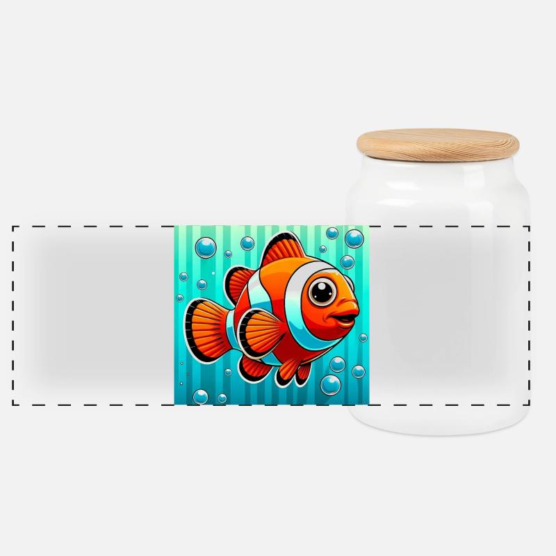 Clownfisch - Panorama Keksdose mit Holzdeckel - Weiß