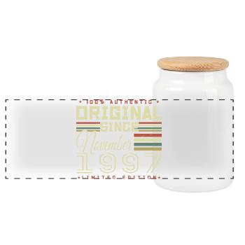 Birthday Gift November 1997 - Panoramic Cookie Jar with Wooden Lid - white - Front