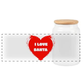 Herzdesign: I Love Santa - Panorama Keksdose mit Holzdeckel - Weiß - Vorne