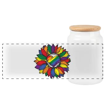 Fierté du tournesol arc-en-ciel - Boîte à biscuits avec couvercle en bois - blanc - Devant