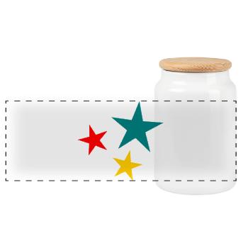 STAR. STARS. STAR. FEAST. ANNIVERSARY. CHRISTMAS - Panoramic Cookie Jar with Wooden Lid - white - Front