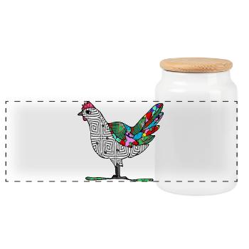 hen - Panoramic Cookie Jar with Wooden Lid - white - Front