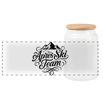Après-ski Team Montagnes - Boîte à biscuits avec couvercle en bois - blanc - Devant