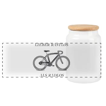 Fahrrad Lieber Rastlos als Radlos  - Panorama Keksdose mit Holzdeckel - Weiß - Vorne