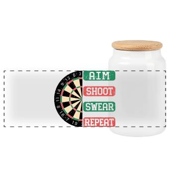 Aim Shoot Wear Repeat Dartboard Style - Panoramic Cookie Jar with Wooden Lid - white - Front