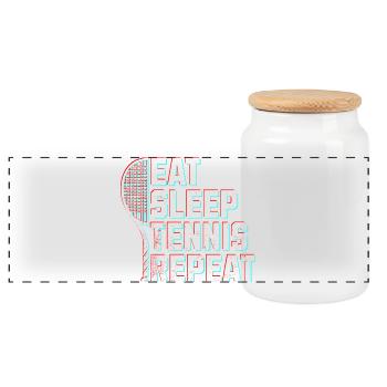 Tennis Eat sleep tennis glitch effect  - Panorama Keksdose mit Holzdeckel - Weiß - Vorne