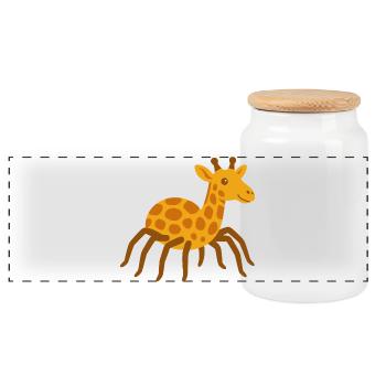Cute Spider Giraffe - Panoramic Cookie Jar with Wooden Lid - white - Front